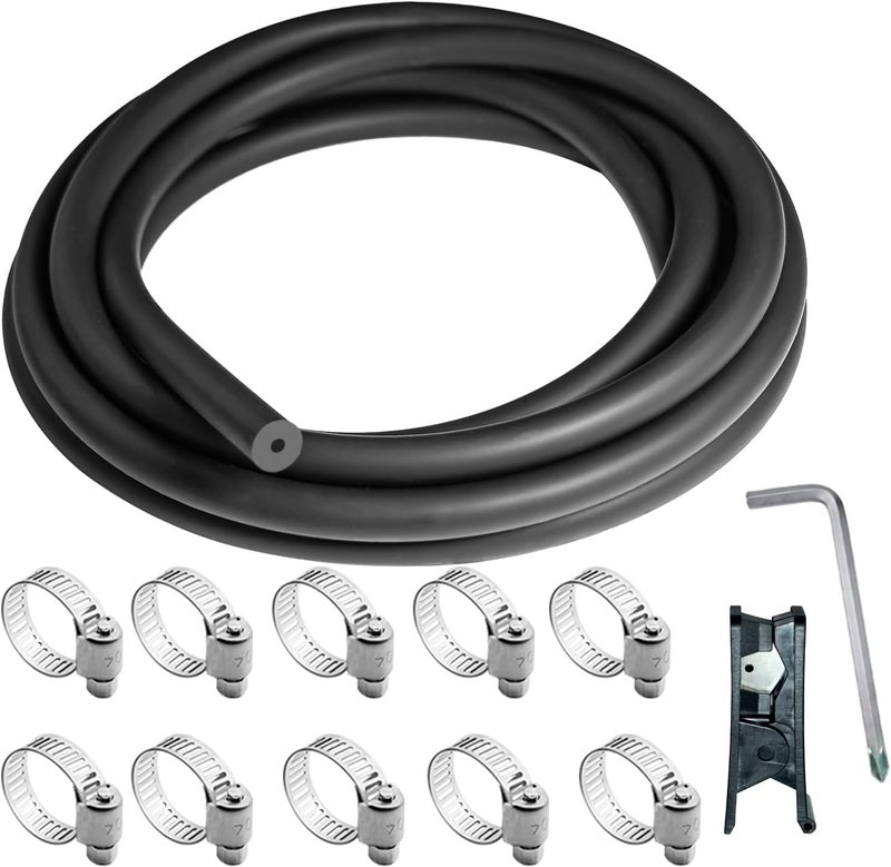 Unicaravan Silicone Vacuum Hose 10FT ID 1/8" (3mm), Wall Thickness 4mm,Matte Black Tubing, With 10PCS Clamps, Tube Cutter, screwdriver,Automotive Marine & Industrial Use - Image 1